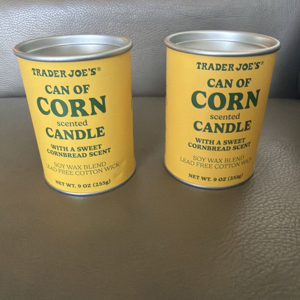 Trader Joe’s 2 Cans of Corn Soy Candle 9oz Sweet Cornbread Limited Seasonal NEW